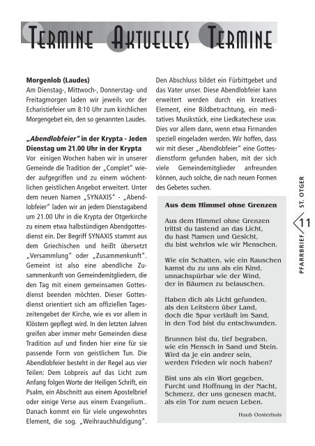 Pfarrbrief St. Otger Weihnachten 2006