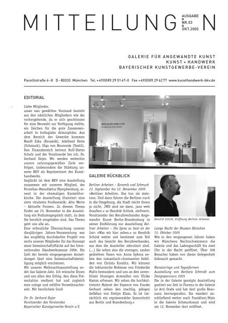 BKV-Mitteilung 3/2005 - Bayerischer Kunstgewerbeverein - Preis für ...
