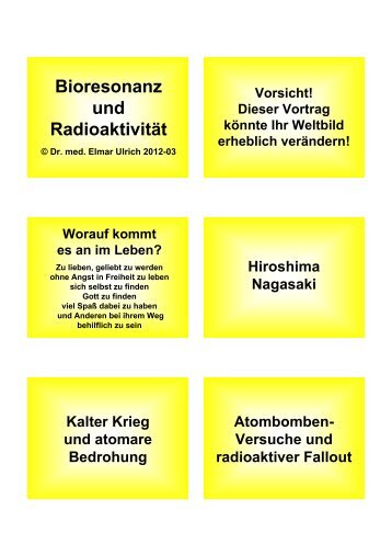 Bioresonanz und Radioaktivität - Dr. med. Elmar Ulrich