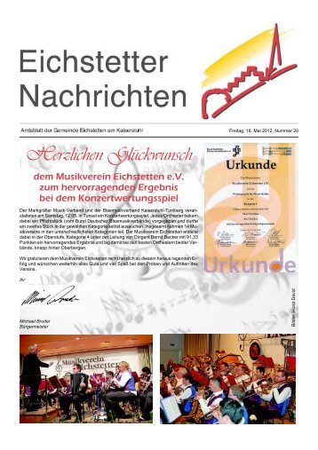 Herzlichen Glückwunsch dem Musikverein Eichstetten eV zum ...