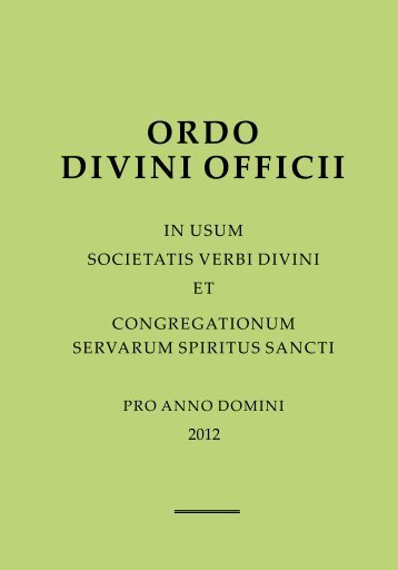 ORDO DIVINI OFFICII - Congregación del Verbo Divino