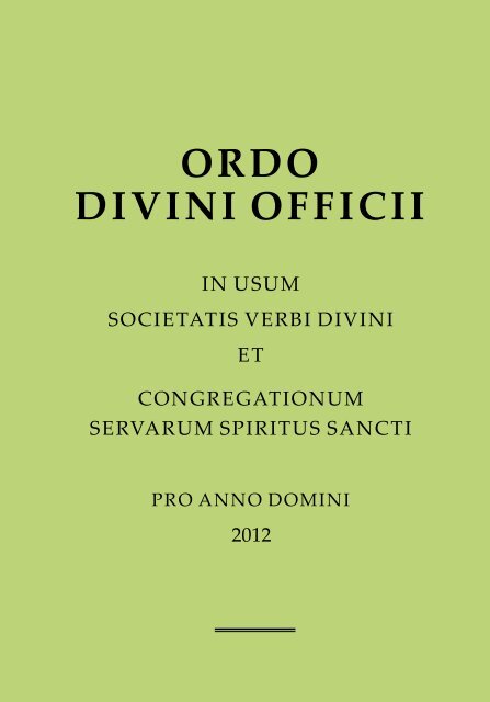 ORDO DIVINI OFFICII - Congregación del Verbo Divino