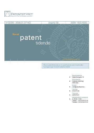 Norsk Patenttidende nr 02/08 - Patentstyret