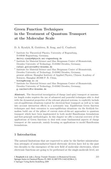 Green Function Techniques in the Treatment of Quantum Transport ...
