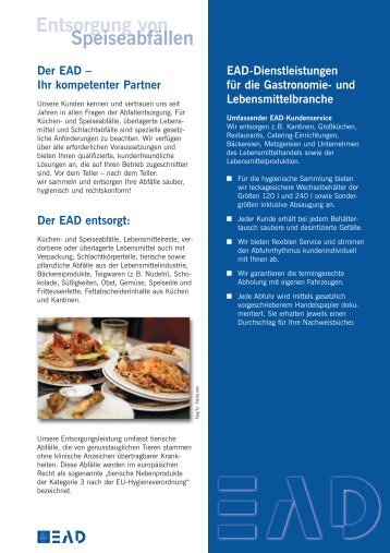 Entsorgung von Speiseabfällen Der EAD – Ihr kompetenter Partner