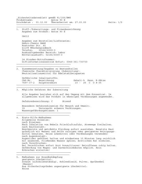 Sicherheitsdatenblatt Antox 90 E.pdf - Drumm GmbH