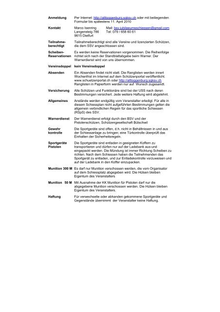 Schiessanlage „Bächli“ Bütschwil Schiessanlage „Schwendi ...