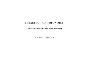 Berastegiko toponimia (azterketa lexikala eta dokumentala)