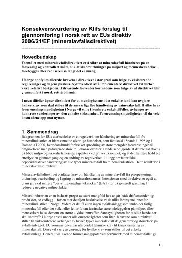 Konsekvensvurdering av mineralavfallsdirektivet