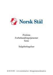 PRISLISTE Forbehandling - Norsk Stål