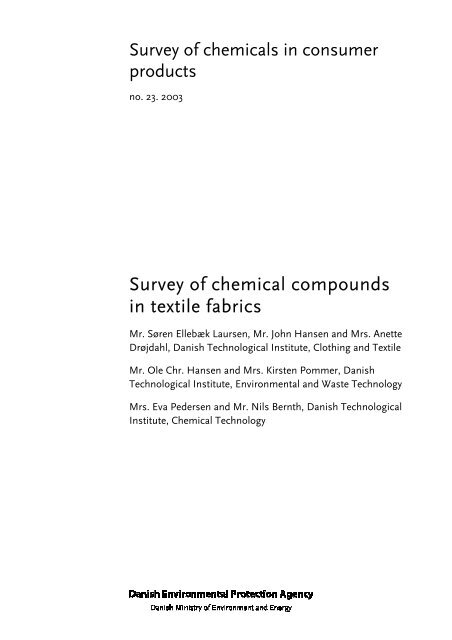 Survey of chemical compounds in textile fabrics (pdf - Miljøstyrelsen
