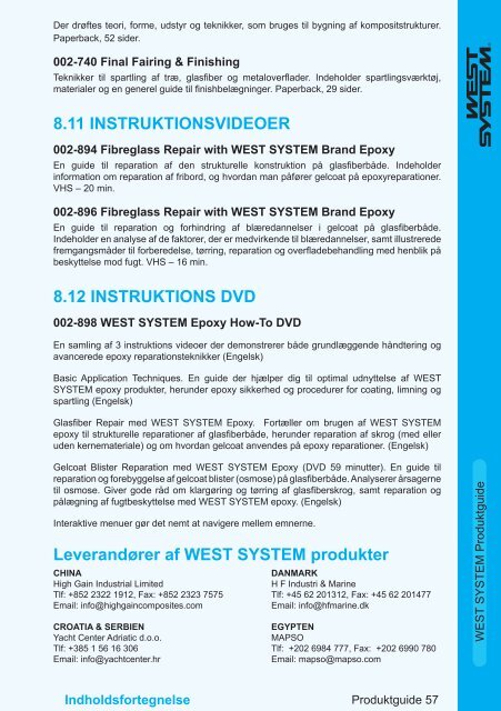 Brugsvejledning og produktkatalog - WEST SYSTEM Epoxy