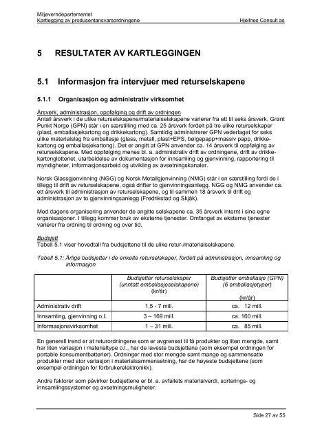 Kartlegging av produsentansvarsordningene - Avfall Norge