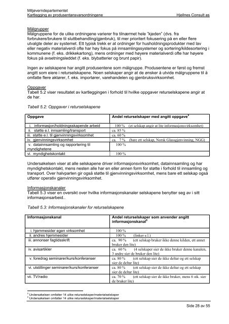 Kartlegging av produsentansvarsordningene - Avfall Norge