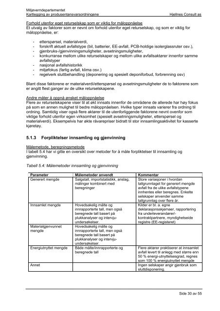 Kartlegging av produsentansvarsordningene - Avfall Norge