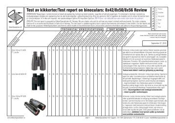 Test av kikkerter/Test report on binoculars: 8x42/8x50/8x56 Review