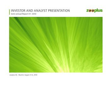 INVESTOR AND ANALYST PRESENTATION - zooplus AG