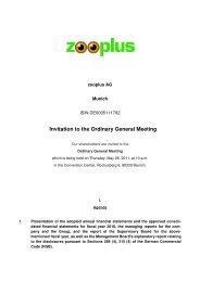Invitation to the Ordinary General Meeting - zooplus AG