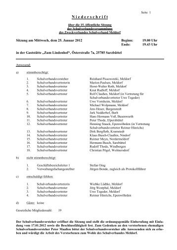 15. öffentliche Sitzung vom 25.01.2012 - Schulverband Meldorf