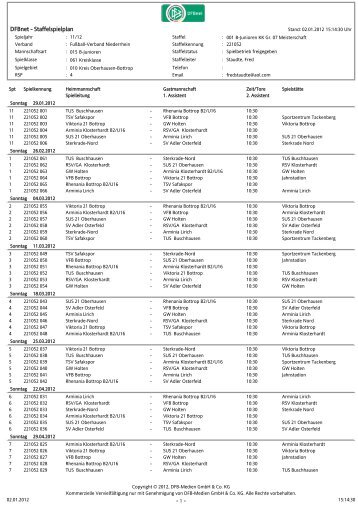 DFBnet - Staffelspielplan - 1 - - DJK Arminia Oberhausen-Lirich 1920