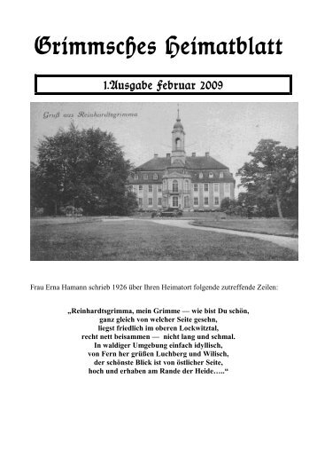 Grimmsches Heimatblatt Nr. 1 - Reinhardtsgrimma
