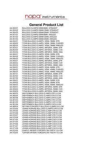 General Product List - Hawras Projects