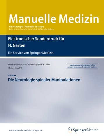 Die Neurologie spinaler Manipulationen - Dr. Garten