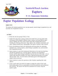 Raptor Population Ecology - Sea World