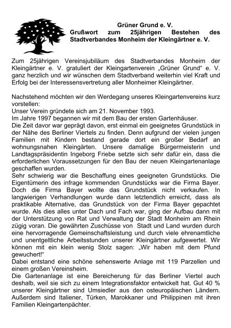 Kleingartenverein „Im Baumberger Feld“ eV - Stadtverband ...