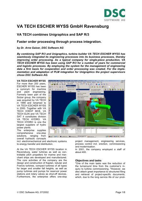 VA TECH ESCHER WYSS GmbH Ravensburg - DSC Software AG