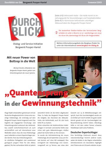 Quantensprung in der Gewinnungstechnik - RAG Deutsche Steinkohle