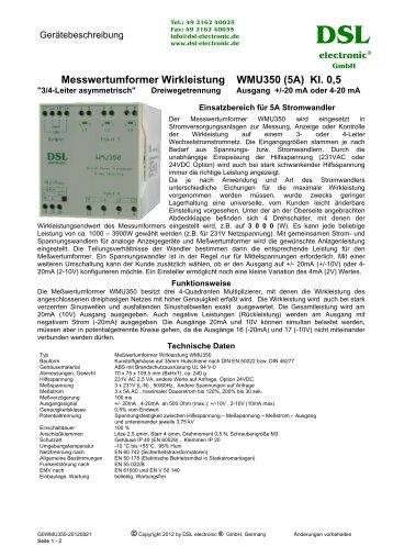 WMU350 - DSL electronic ® GmbH