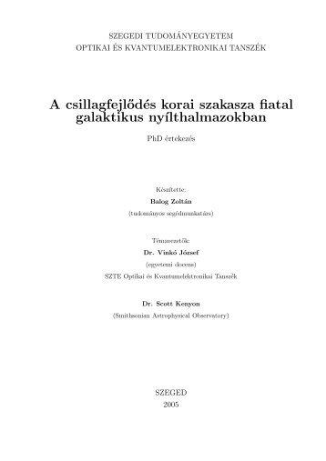 A csillagfejl˝odés korai szakasza fiatal galaktikus ny ... - doktori