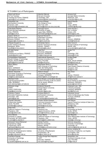 ICTAM04 List of Participants - Extra Materials
