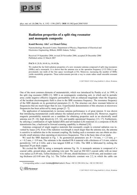 Radiation properties of a split ring resonator and monopole composite