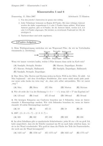 Klassenstufen 5 und 6 - Känguru der Mathematik eV