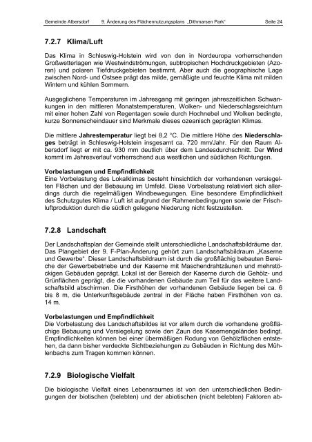 9. Änderung des Flächennutzungsplanes der Gemeinde Albersdorf für