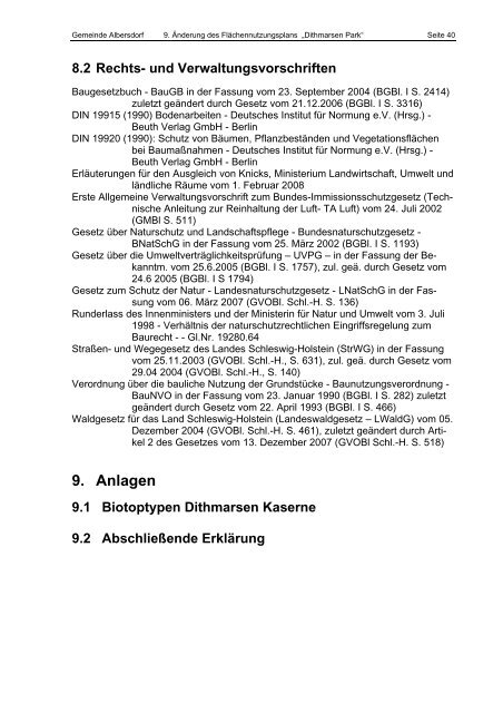 9. Änderung des Flächennutzungsplanes der Gemeinde Albersdorf für