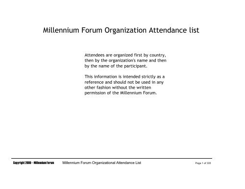Millennium Forum Organization Attendance list - Ubuntu