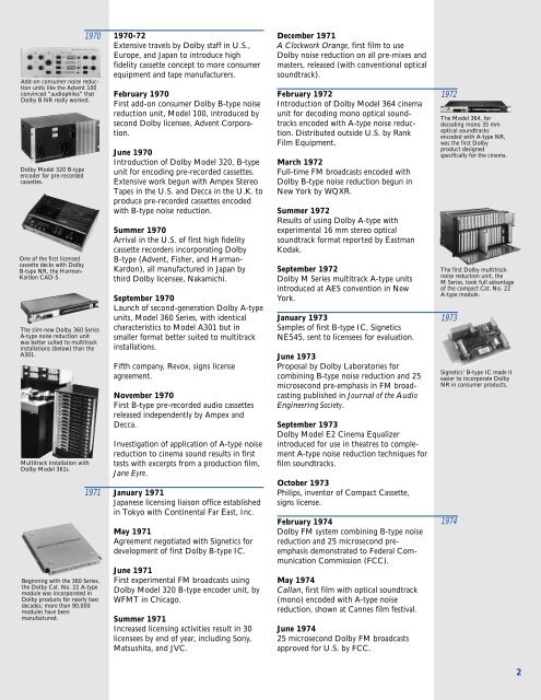 A Chronology Of Dolby Laboratories - Projectionniste.net