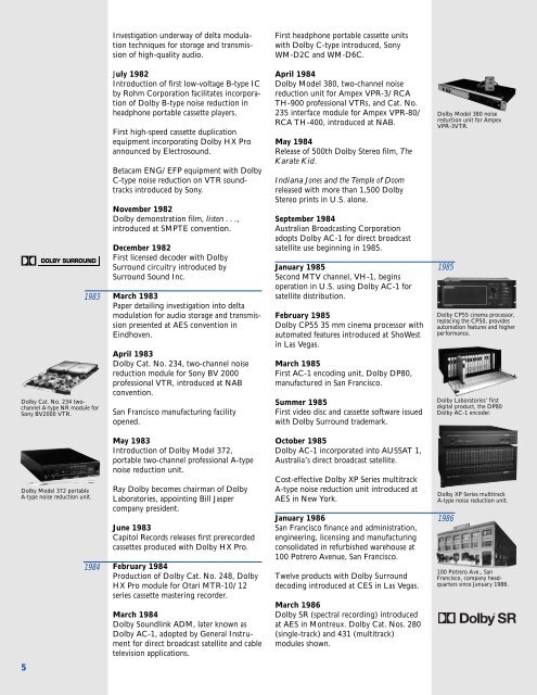 A Chronology Of Dolby Laboratories - Projectionniste.net