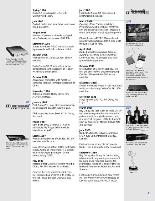 A Chronology Of Dolby Laboratories - Projectionniste.net