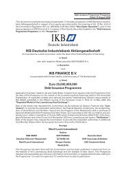 IKB Deutsche Industriebank Aktiengesellschaft IKB FINANCE B.V.