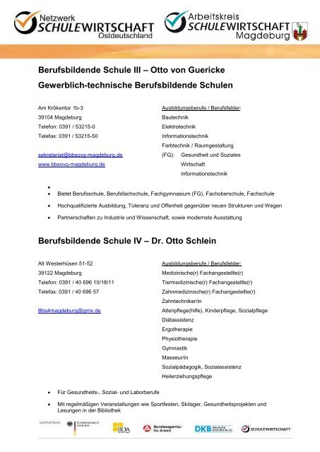 Ausbildungstag der Magdeburger Schulen in der ... - SchuleWirtschaft