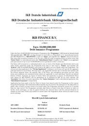 IKB Deutsche Industriebank Aktiengesellschaft IKB FINANCE B.V.