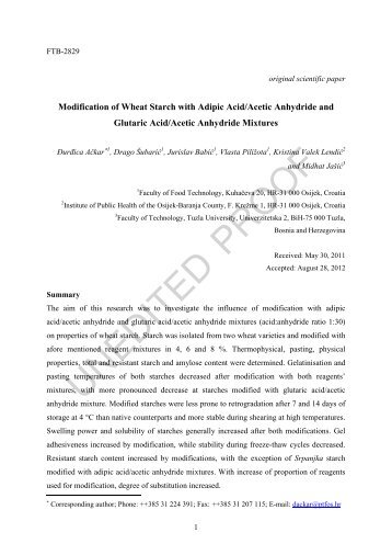 Modification of Wheat Starch with Adipic Acid/Acetic - Food ...