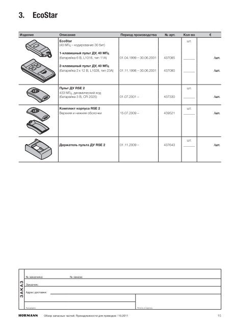 Принадлежности для приводов (2 MB) - Hormann.ru