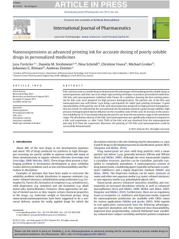 Nanosuspensions as advanced printing ink for accurate ... - RCPE