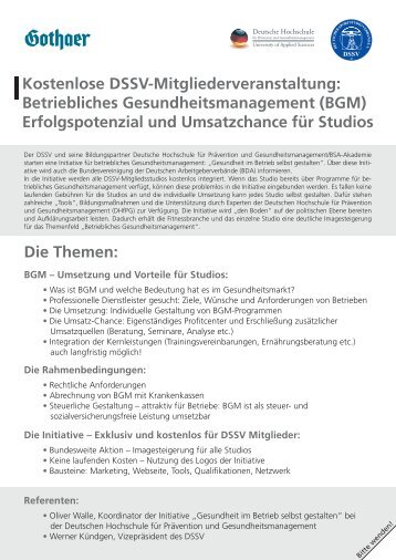 Betriebliches Gesundheitsmanagement (BGM) - DSSV