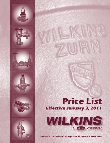 Price List effective January 3, 2011 - Backflow Supply